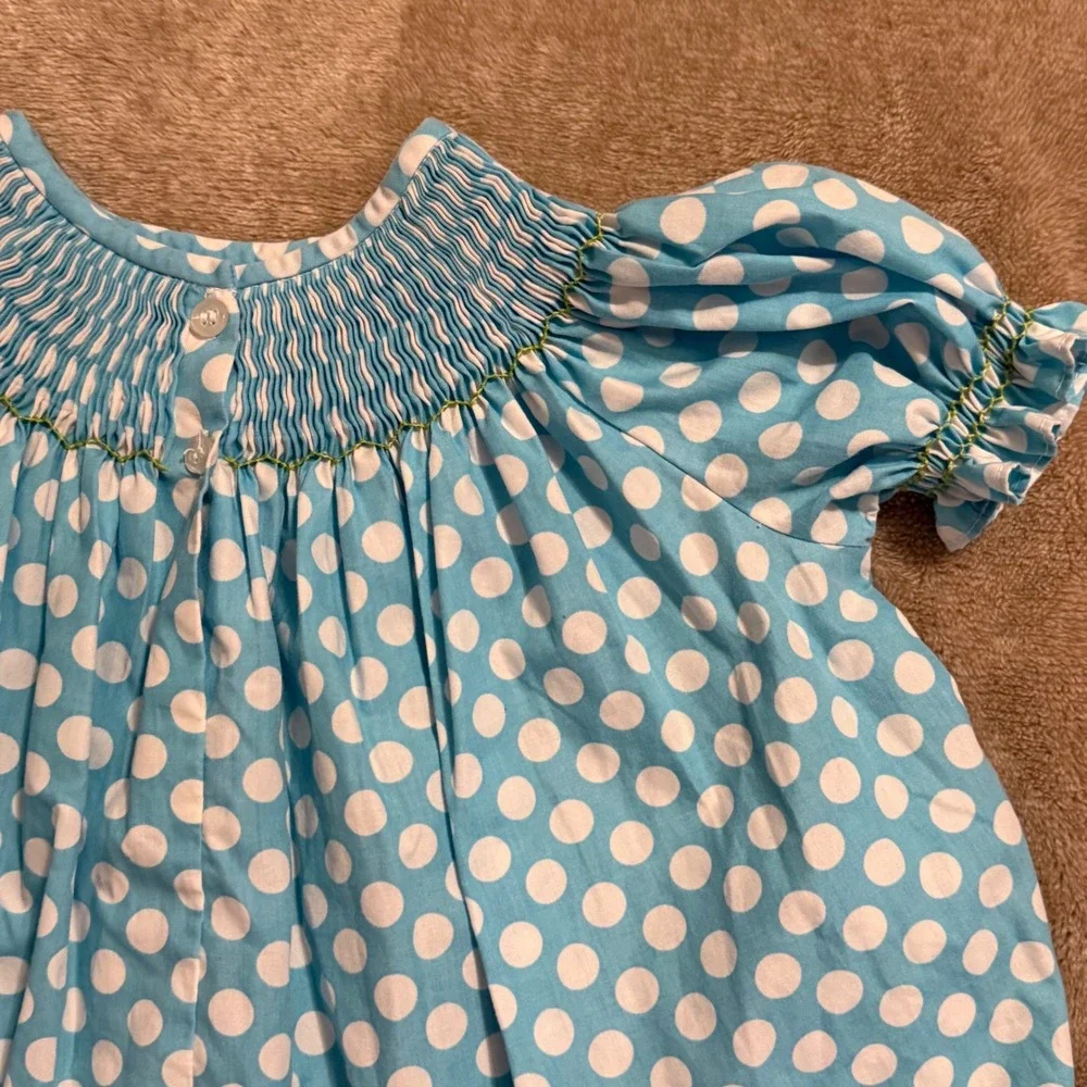 Lolly Wolly Doodle Girls Smocked ABC Apple Polka Dot Top and Shorts Set Size 5